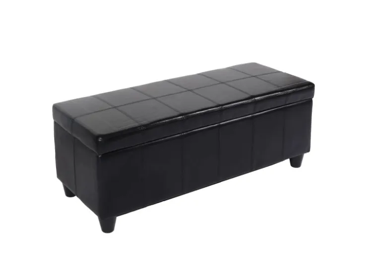 BERLINLODGE Aufbewahrungs-Truhe Sitzbank Lars 45x112x45cm Leder & Kunstleder