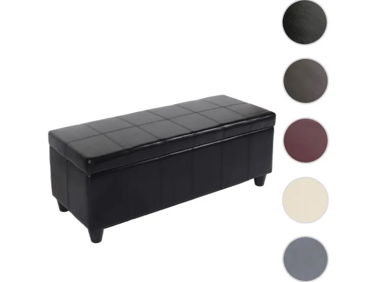 BERLINLODGE Aufbewahrungs-Truhe Sitzbank Lars 45x112x45cm Leder & Kunstleder* Aufbewahrung