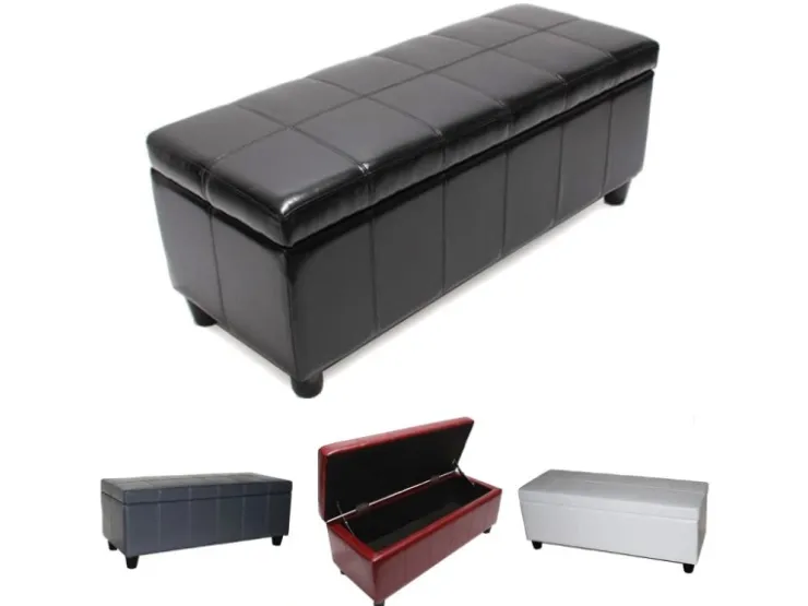BERLINLODGE Aufbewahrungs-Truhe Sitzbank Lars 45x112x45cm Leder & Kunstleder* Aufbewahrung