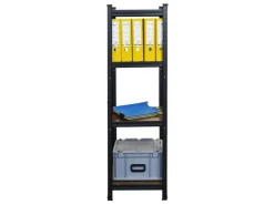 BERLINLODGE 5er Wohnregal Ragnar Set HxBxT 150x45x45cm Fachlast 100kg Vintagebraun-Schwarz