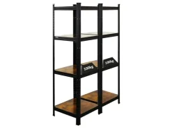 BERLINLODGE 2er Wohnregal Ragnar Set HxBxT 150x45x45cm Fachlast 100kg Vintagebraun-Schwarz