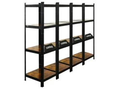 BERLINLODGE 4er Wohnregal Ragnar Set HxBxT 150x45x45cm Fachlast 100kg Vintagebraun-Schwarz* Regalsysteme