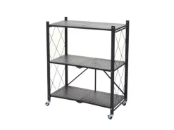 BERLINLODGE KLAP Klappbares Regal Auf Rollen HxBxT 87 x 72 x 34 cm 3 Ebenen Belastbarkeit 150kg Wohnregal* Regale Schwarz