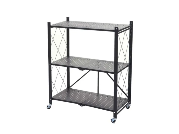 BERLINLODGE KLAP Klappbares Regal Auf Rollen HxBxT 87 x 72 x 34 cm 3 Ebenen Belastbarkeit 150kg Wohnregal* Regale Schwarz