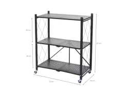 BERLINLODGE KLAP Klappbares Regal Auf Rollen HxBxT 87 x 72 x 34 cm 3 Ebenen Belastbarkeit 150kg Wohnregal* Regale Schwarz