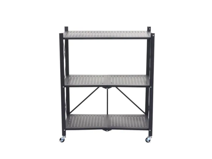 BERLINLODGE KLAP Klappbares Regal Auf Rollen HxBxT 87 x 72 x 34 cm 3 Ebenen Belastbarkeit 150kg Wohnregal* Regale Schwarz