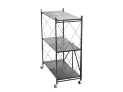 BERLINLODGE KLAP Klappbares Regal Auf Rollen HxBxT 87 x 72 x 34 cm 3 Ebenen Belastbarkeit 150kg Wohnregal* Regale Schwarz