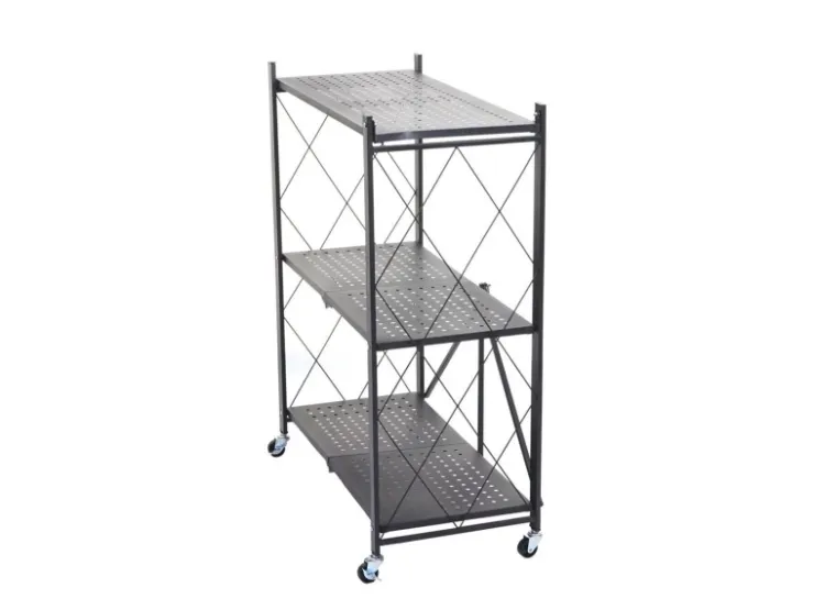 BERLINLODGE KLAP Klappbares Regal Auf Rollen HxBxT 87 x 72 x 34 cm 3 Ebenen Belastbarkeit 150kg Wohnregal* Regale Schwarz
