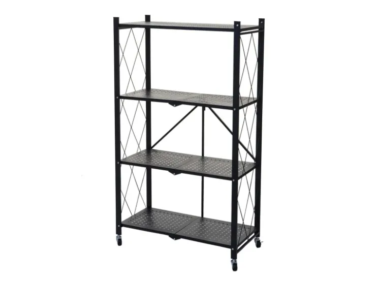 BERLINLODGE KLAP Klappbares Regal Auf Rollen HxBxT 127 x 72 x 34 cm 4 Ebenen Belastbarkeit 200kg Wohnregal* Regale Schwarz