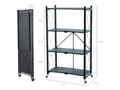 BERLINLODGE KLAP Klappbares Regal Auf Rollen HxBxT 127 x 72 x 34 cm 4 Ebenen Belastbarkeit 200kg Wohnregal* Regale Schwarz