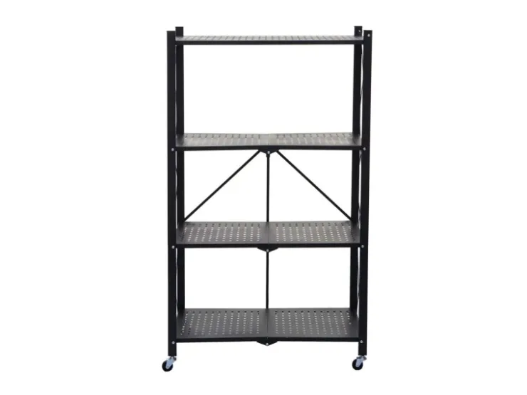 BERLINLODGE KLAP Klappbares Regal Auf Rollen HxBxT 127 x 72 x 34 cm 4 Ebenen Belastbarkeit 200kg Wohnregal* Regale Schwarz