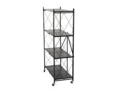 BERLINLODGE KLAP Klappbares Regal Auf Rollen HxBxT 127 x 72 x 34 cm 4 Ebenen Belastbarkeit 200kg Wohnregal* Regale Schwarz