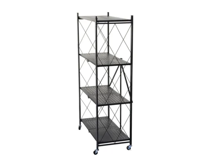 BERLINLODGE KLAP Klappbares Regal Auf Rollen HxBxT 127 x 72 x 34 cm 4 Ebenen Belastbarkeit 200kg Wohnregal* Regale Schwarz