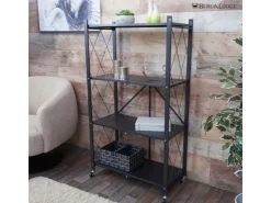 BERLINLODGE KLAP Klappbares Regal Auf Rollen HxBxT 127 x 72 x 34 cm 4 Ebenen Belastbarkeit 200kg Wohnregal* Regale Schwarz