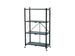 BERLINLODGE KLAP Klappbares Regal Auf Rollen HxBxT 127 x 72 x 34 cm 4 Ebenen Belastbarkeit 200kg Wohnregal* Regale Schwarz