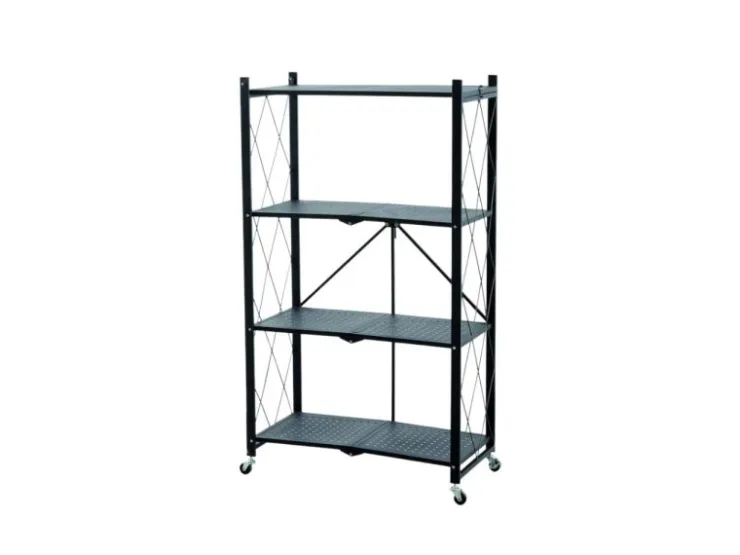 BERLINLODGE KLAP Klappbares Regal Auf Rollen HxBxT 127 x 72 x 34 cm 4 Ebenen Belastbarkeit 200kg Wohnregal* Regale Schwarz