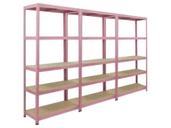 BERLINLODGE Mega Deal 3x Wohnregal PINK LADY HxBxT 180x90x40cm Fachlast 175kg 5 Ebenen Pink Bücherregal Standregal Büroregal* Büroregale