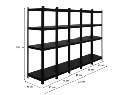 BERLINLODGE Mega Deal 5x Wohnregal Ragnar HxBxT 150x45x45cm Fachlast 100kg Matt Shwarz Bücherregal Standregal Büroregal für Wohnzimmer* Büroregale