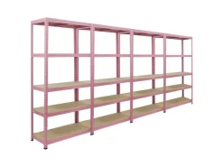 BERLINLODGE Mega Deal 4x Wohnregal PINK LADY HxBxT 180x90x40cm Fachlast 175kg 5 Ebenen Pink Bücherregal Standregal Büroregal* Büroregale