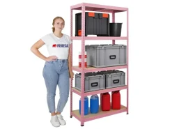 BERLINLODGE Mega Deal 2x Wohnregal PINK LADY HxBxT 180x90x40cm Fachlast 175kg 5 Ebenen Pink Bücherregal Standregal Büroregal