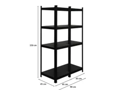 BERLINLODGE Mega Deal 2x Wohnregal Ragnar HxBxT 150x45x45cm Fachlast 100kg Matt Shwarz Bücherregal Standregal Büroregal für Wohnzimmer* Büroregale