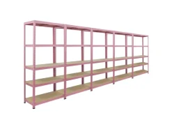BERLINLODGE Mega Deal 5x Wohnregal PINK LADY HxBxT 180x90x40cm Fachlast 175kg 5 Ebenen Pink Bücherregal Standregal Büroregal* Büroregale