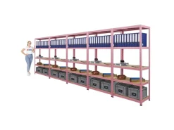 BERLINLODGE Mega Deal 5x Wohnregal PINK LADY HxBxT 180x90x40cm Fachlast 175kg 5 Ebenen Pink Bücherregal Standregal Büroregal* Büroregale