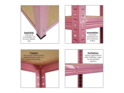 BERLINLODGE Mega Deal 5x Wohnregal PINK LADY HxBxT 180x90x40cm Fachlast 175kg 5 Ebenen Pink Bücherregal Standregal Büroregal* Büroregale