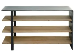 BERLINLODGE Regal HxBxT 72x119x40cm Massiv-Holz Industrial Natur Mit Metall-Optik Wohnregal Bücherregal Schuhregal Sideboard