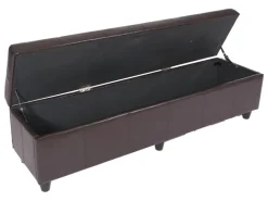 BERLINLODGE Sitzbank Mit Aufbewahrung Lars XXL 45x180x45cm Leder & Kunstleder