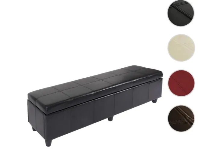 BERLINLODGE Sitzbank Mit Aufbewahrung Lars XXL 45x180x45cm Leder & Kunstleder