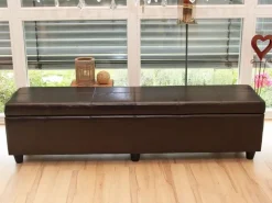 BERLINLODGE Sitzbank Mit Aufbewahrung Lars XXL 45x180x45cm Kunstleder* Aufbewahrung