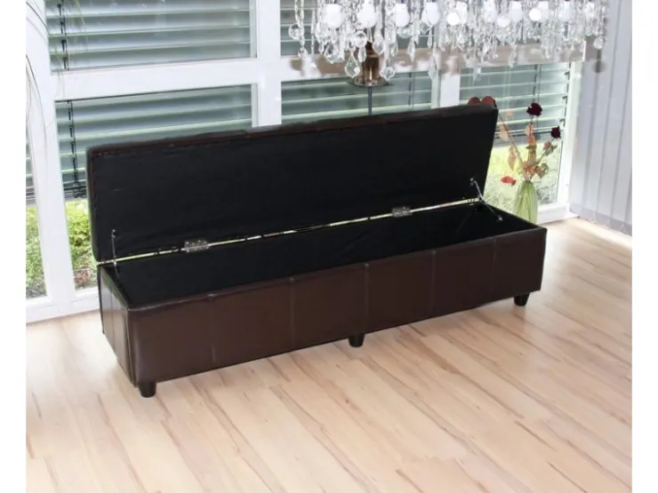 BERLINLODGE Sitzbank Mit Aufbewahrung Lars XXL 45x180x45cm Kunstleder* Aufbewahrung