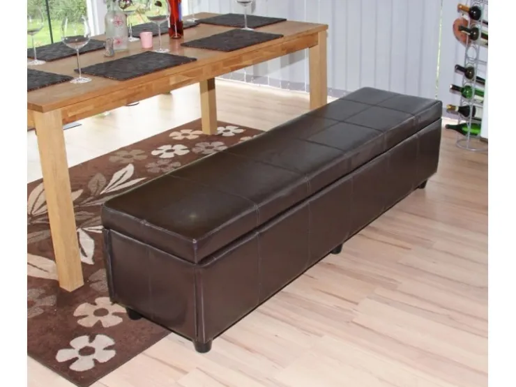 BERLINLODGE Sitzbank Mit Aufbewahrung Lars XXL 45x180x45cm Kunstleder* Aufbewahrung