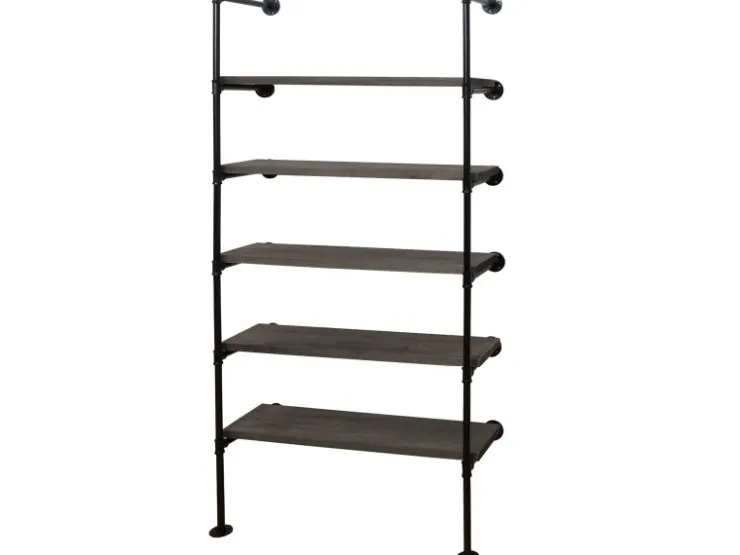 BERLINLODGE Standregal HxBxT 165x80x28cm Industriedesign Holz Metall Wohnregal Bücherregal Ablageregal