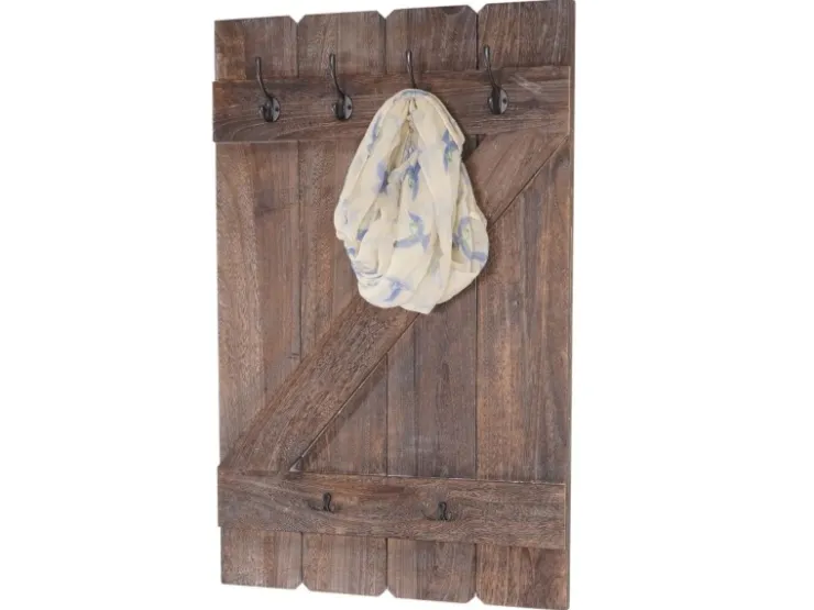 BERLINLODGE Wandgarderobe 91x60x10cm 6 Haken Shabby