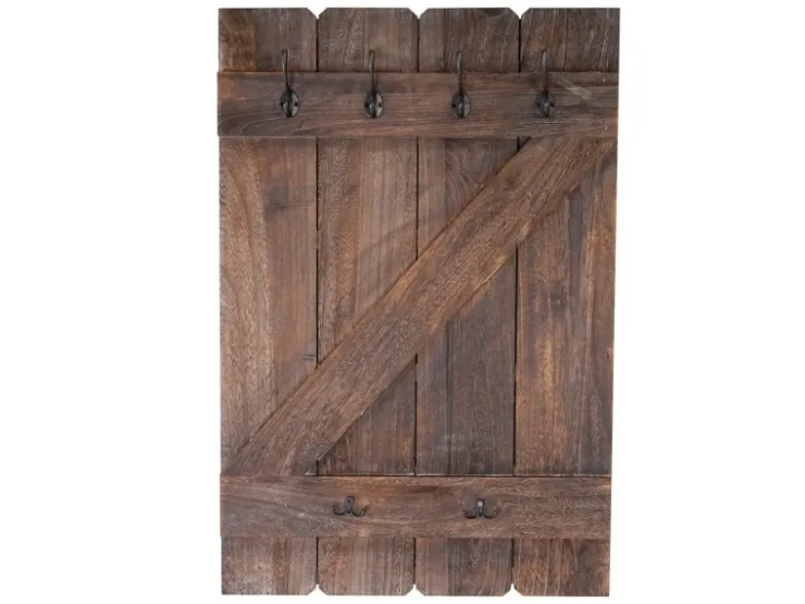 BERLINLODGE Wandgarderobe 91x60x10cm 6 Haken Shabby