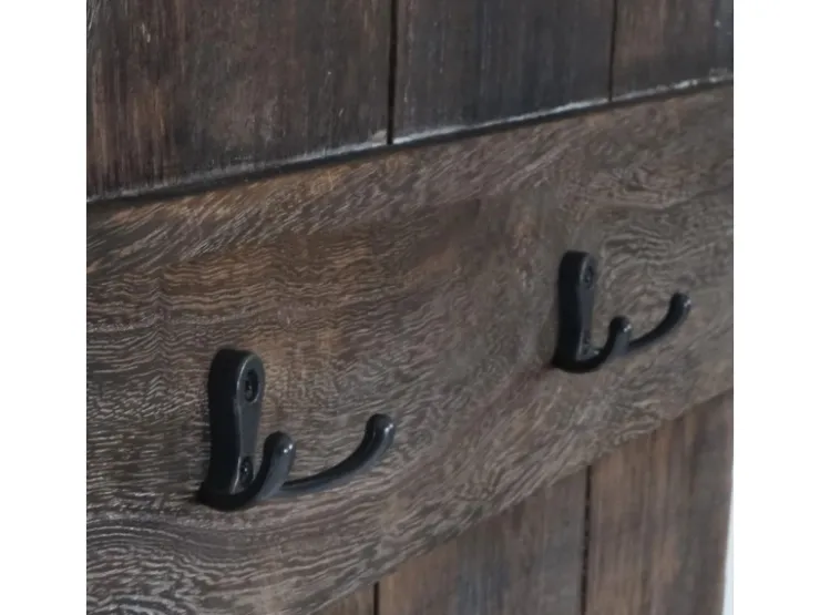 BERLINLODGE Wandgarderobe 91x60x10cm 6 Haken Shabby