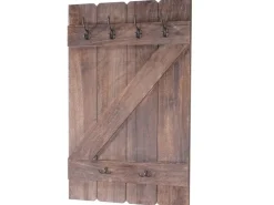BERLINLODGE Wandgarderobe 91x60x10cm 6 Haken Shabby