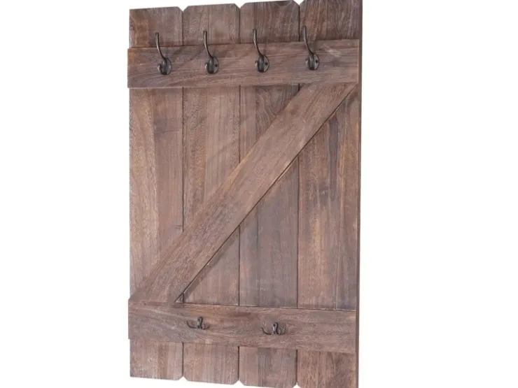 BERLINLODGE Wandgarderobe 91x60x10cm 6 Haken Shabby