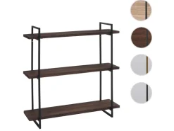 BERLINLODGE Wandregal HxBxT 60x60x18cm 3 Regalböden Massiv-Holz Industrial Weiß Hängeregal Schweberegal* Schweberegale