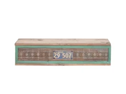 BERLINLODGE Wandregal HxBxT 65x16x13cm Tanne Holz Massiv Vintage Patchwork Hängeregal Regal
