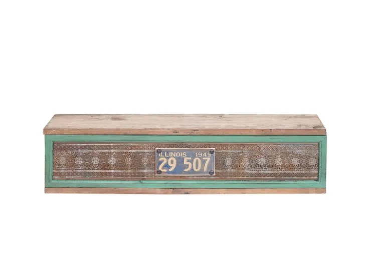 BERLINLODGE Wandregal HxBxT 65x16x13cm Tanne Holz Massiv Vintage Patchwork Hängeregal Regal