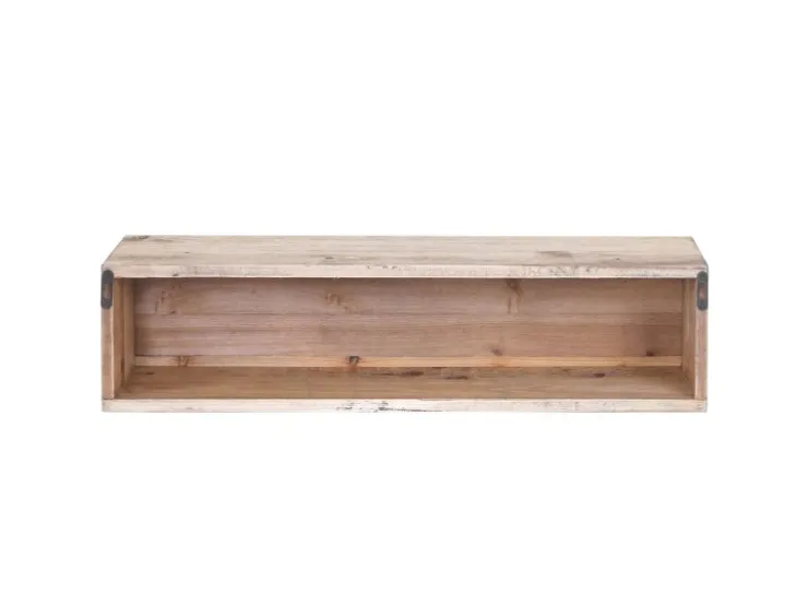 BERLINLODGE Wandregal HxBxT 65x16x13cm Tanne Holz Massiv Vintage Patchwork Hängeregal Regal