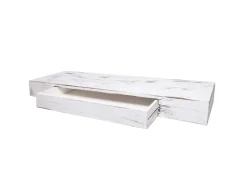 BERLINLODGE Wandregal HxBxT 8x80x25cm Schublade Massiv-Holz Weiß Shabby Schweberegal Wandboard Hängeregal Regal* Schweberegale