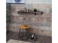 BERLINLODGE Wandregal HxBxT 8x80x25cm Schublade Massiv-Holz Weiß Shabby Schweberegal Wandboard Hängeregal Regal* Schweberegale