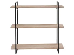 BERLINLODGE Wandregal HxBxT 60x60x18cm 3 Regalböden Massiv-Holz Industrial Hängeregal Schweberegal* Schweberegale|Holzregale