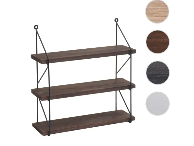 BERLINLODGE Wandregal HxBxT 40x40x13cm 3 Regalböden Metall Massiv-Holz Industrial Hängeregal Schweberegal Regal