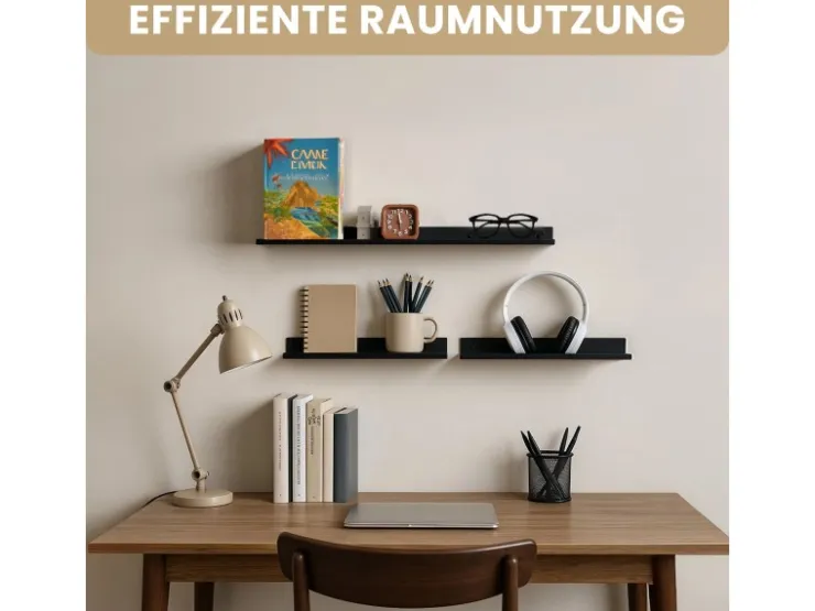 BERLINLODGE Wandregal Metall 3er Set Matte Schwarz Schweberegal Wandboards Bücherregal 3-Teiliges Hängeregal Wanddeko* Wandregale|Bücherregale