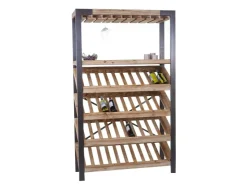 BERLINLODGE Weinregal Für 40 Flaschen Zubehör Und Gläser HxBxT 189x114x39cm Massivholz Flaschenregal Flaschenhalter Barschrank Weinständer